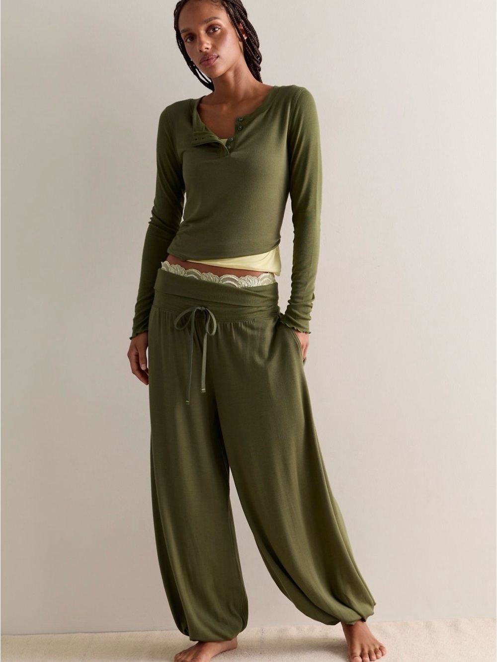 Free People Dream State Henley Top and Joggers in Ferngully
